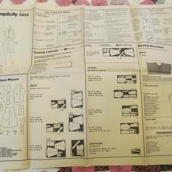 Vtg 1980s Simplicity Sewing Pattern DRESS & JACKET 5835 Size 10,12,14 - Picture 10 of 14